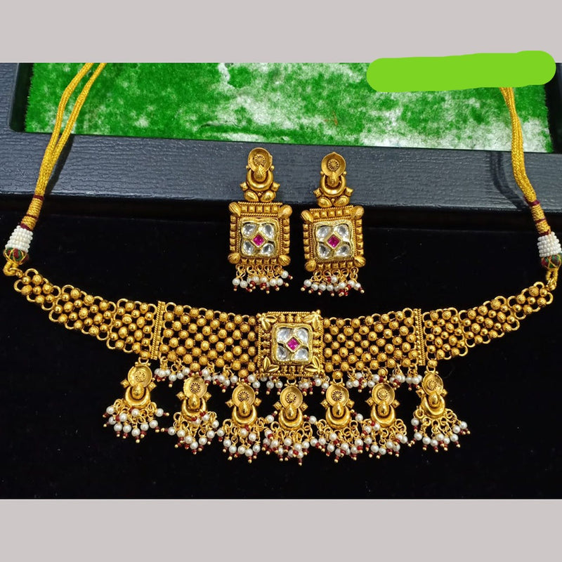 Shubham Creations Copper Gold Choker Nekclace Set