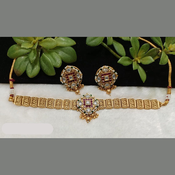 Shubham Creations Copper Gold Choker Nekclace Set