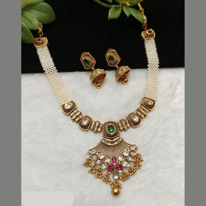 Shubham Creations Copper Gold Kundan Nekclace Set