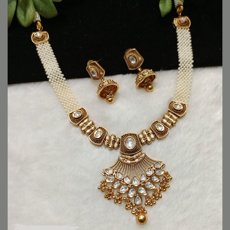 Shubham Creations Copper Gold Kundan Nekclace Set