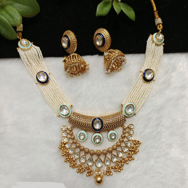 Shubham Creations Copper Gold Kundan Nekclace Set