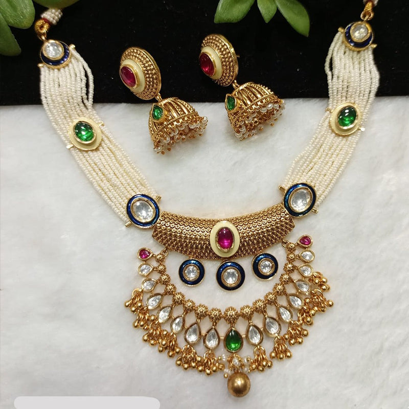 Shubham Creations Copper Gold Kundan Nekclace Set