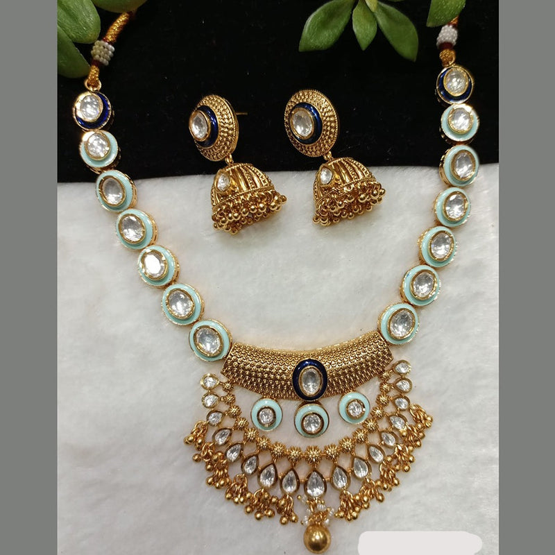 Shubham Creations Copper Gold Kundan Nekclace Set