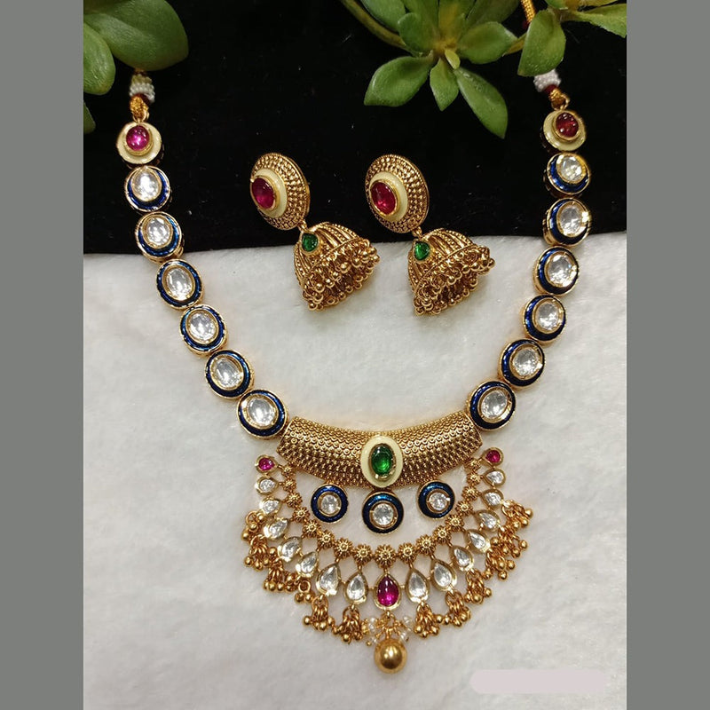 Shubham Creations Copper Gold Kundan Nekclace Set