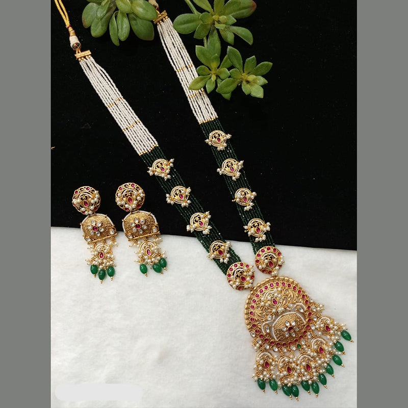 Shubham Creations Copper Gold Long Nekclace Set