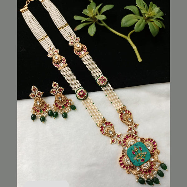 Shubham Creations Copper Gold Long Nekclace Set