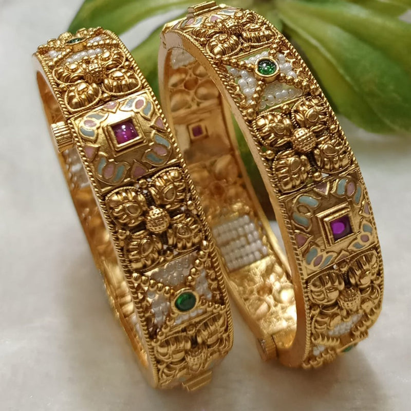 Shubham Creations Copper Gold Openable Bangles Set