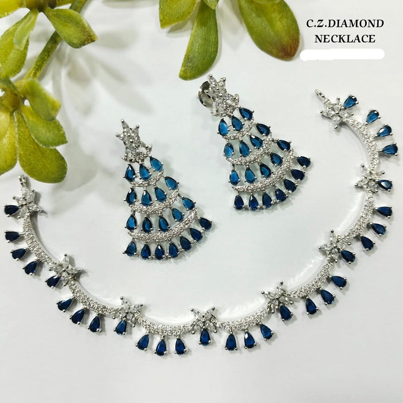 Shubham Creations Silver Plated AD Stone Necklace Set