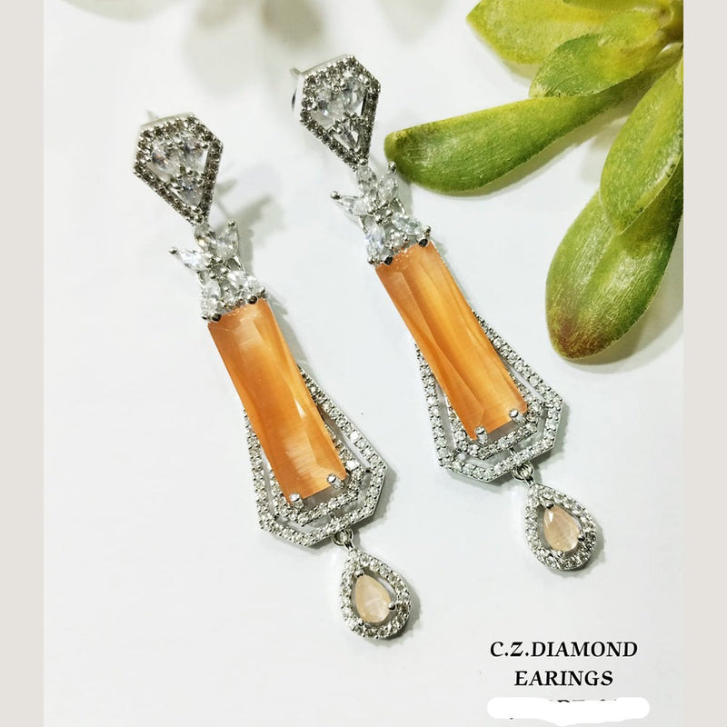 Shubham Creations Silver Plated AD Stone Dangler Earrings