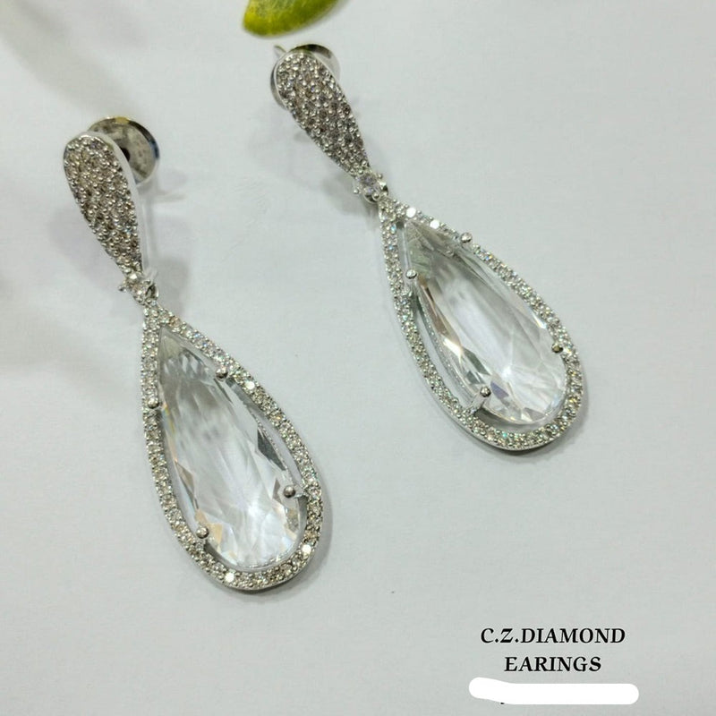 Shubham Creations Silver Plated AD Stone Dangler Earrings