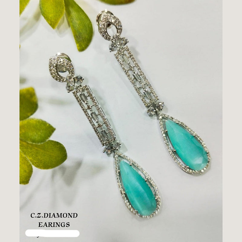 Shubham Creations Silver Plated AD Stone Dangler Earrings