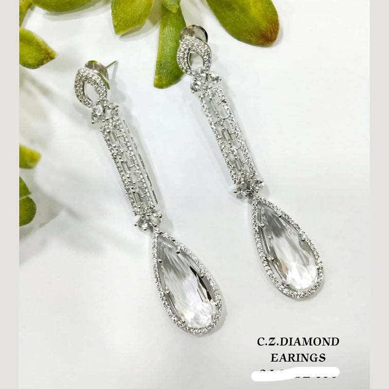 Shubham Creations Silver Plated AD Stone Dangler Earrings