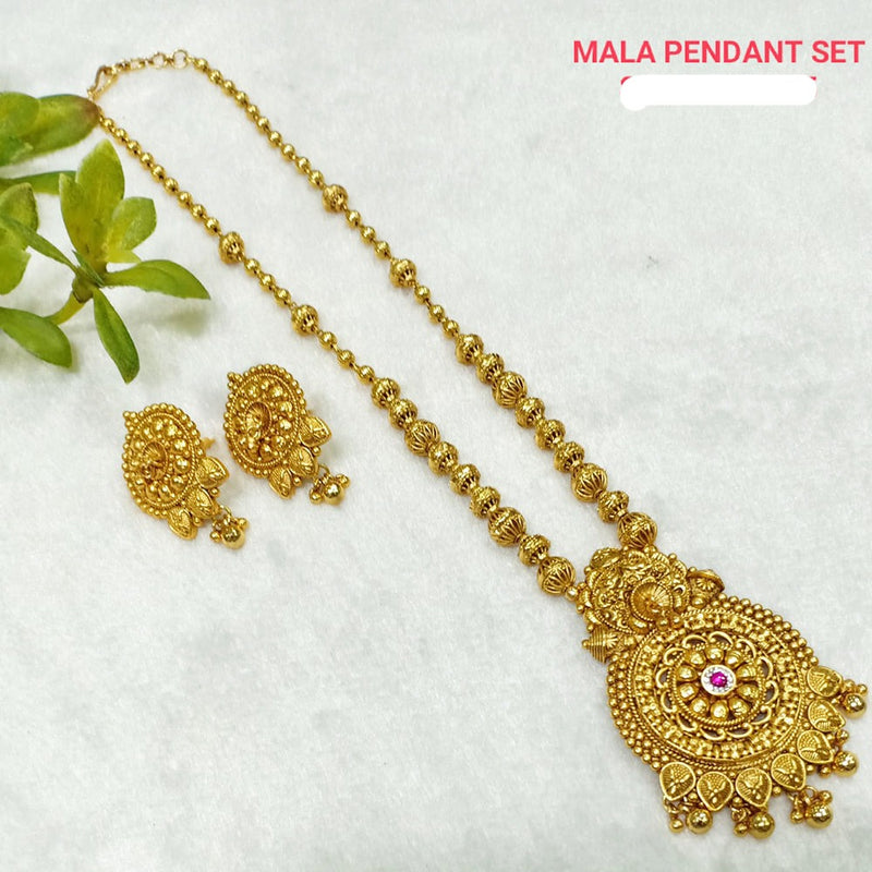 Shubham Creations Copper Gold Plated Long Necklace Set