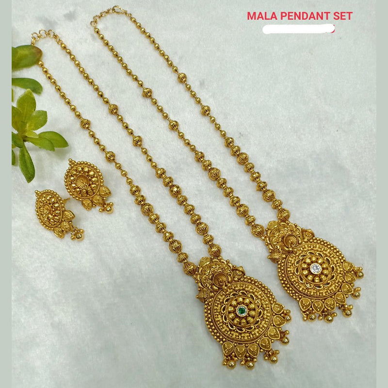 Shubham Creations Copper Gold Plated Long Necklace Set