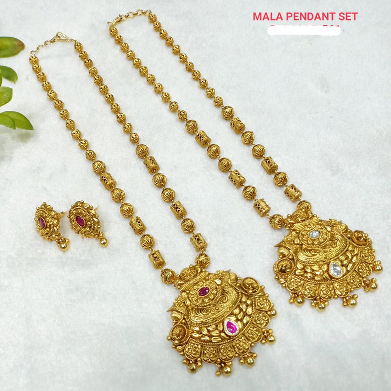 Shubham Creations Copper Gold Plated Long Necklace Set