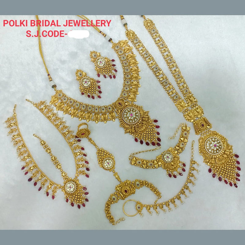 Shubham Creations Copper Gold Plated Polki Bridal Set