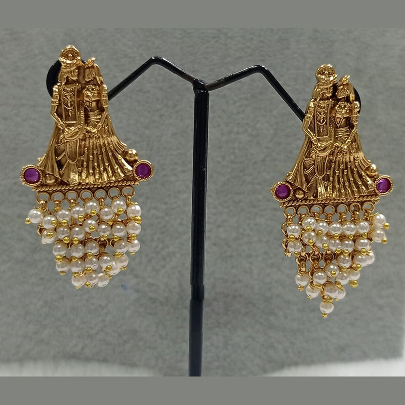 Shubham Creations Copper Gold Beads Dangler Earrings