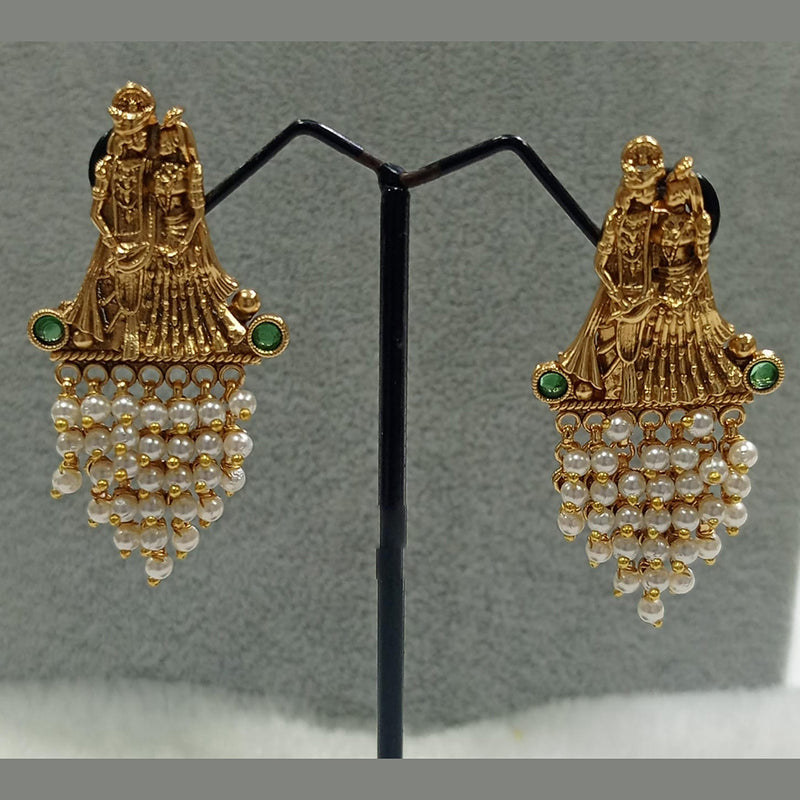 Shubham Creations Copper Gold Beads Dangler Earrings