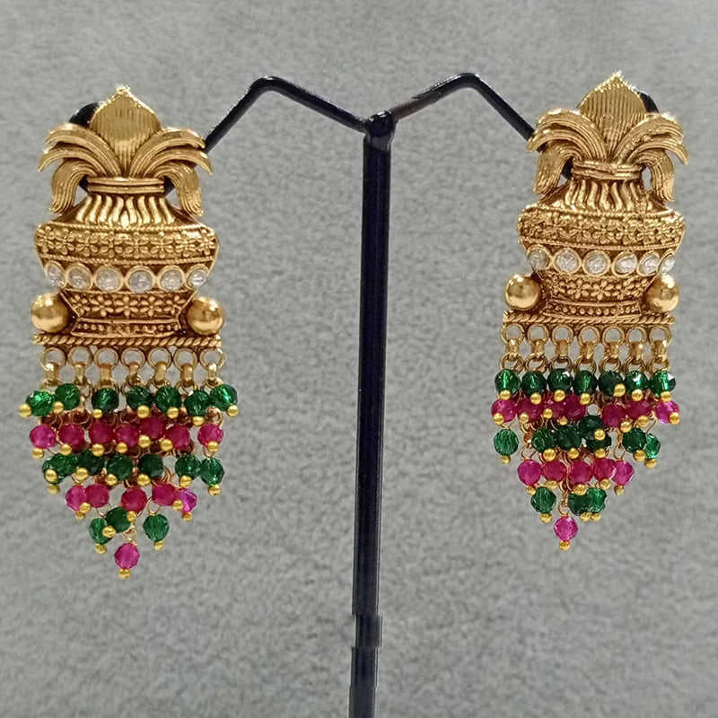 Shubham Creations Copper Gold Beads Dangler Earrings