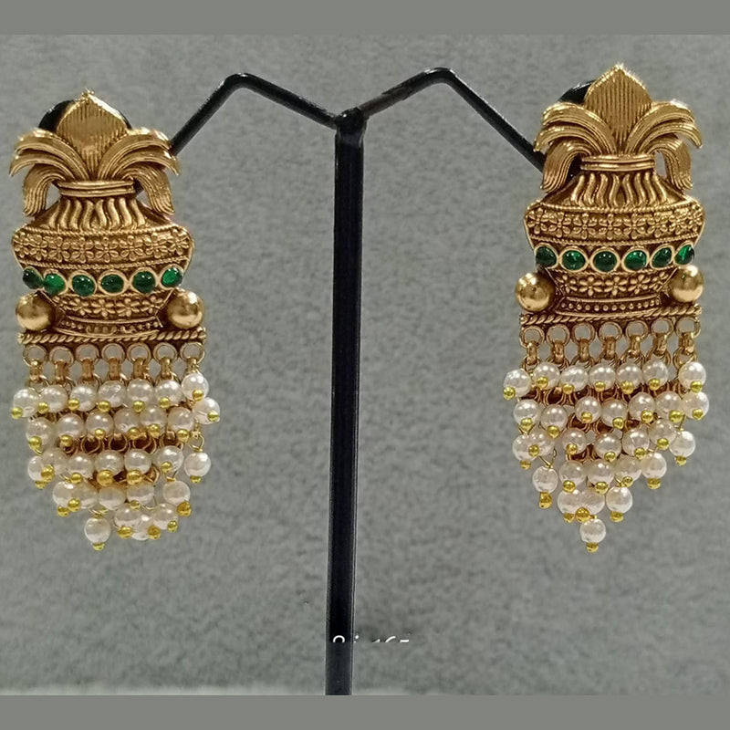 Shubham Creations Copper Gold Beads Dangler Earrings