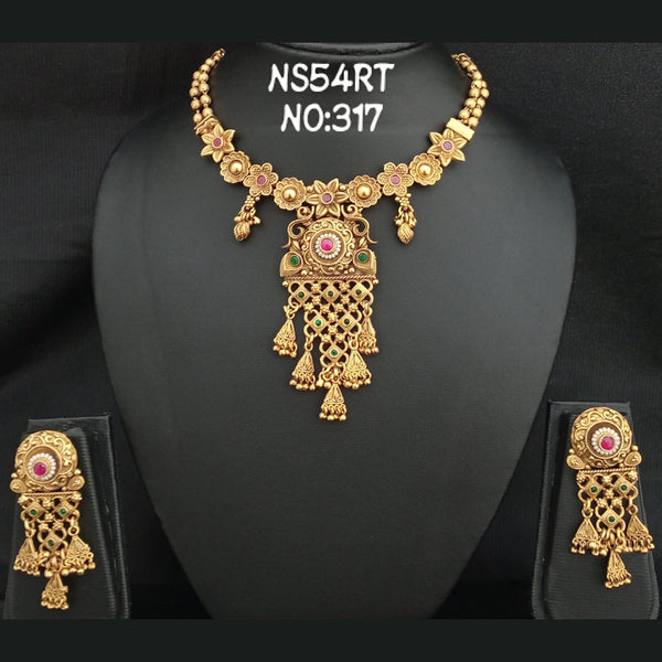 Kala Creation Gold Plated Pota Stone Necklace Set