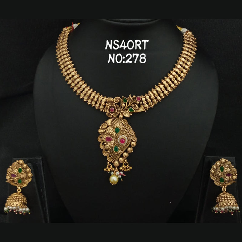 Kala Creation Gold Plated Pota Stone Necklace Set