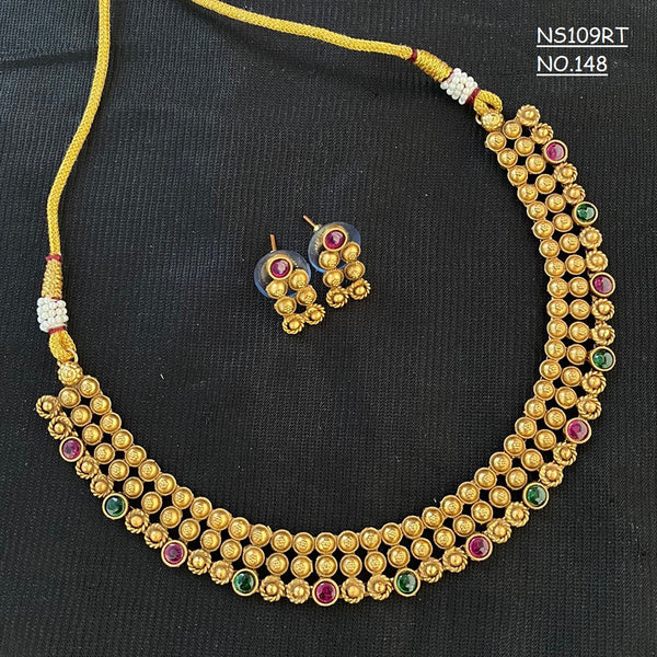 Kala Creation Gold Plated Pota Stone Necklace Set