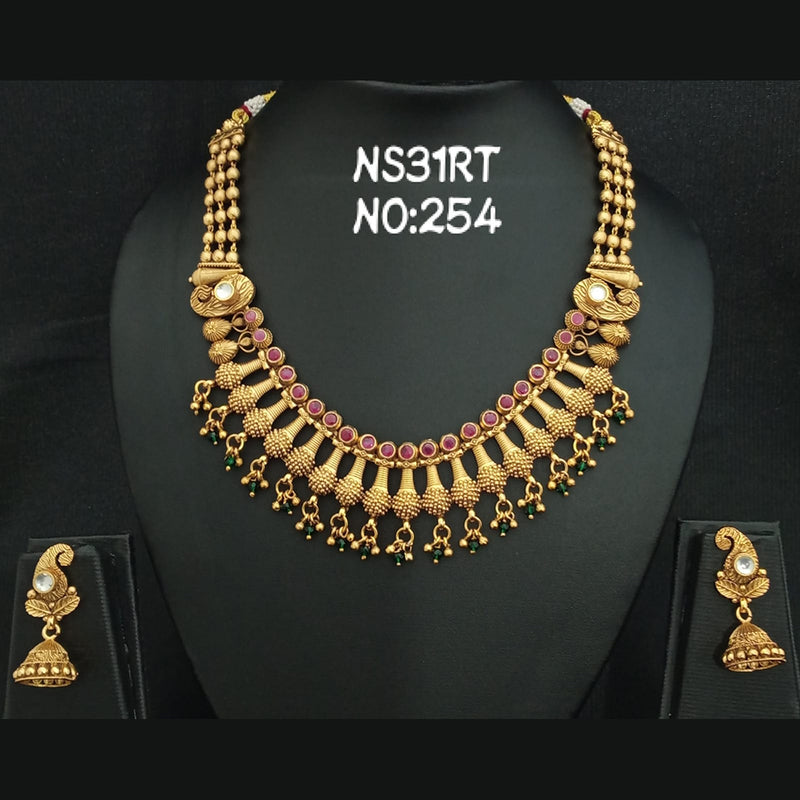 Kala Creation Gold Plated Pota Stone Necklace Set