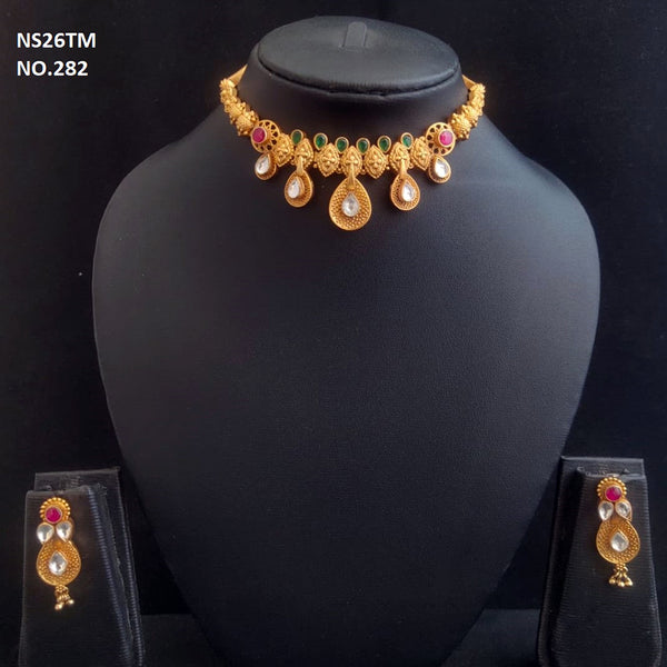 Kala Creation Gold Plated Pota Stone Necklace Set