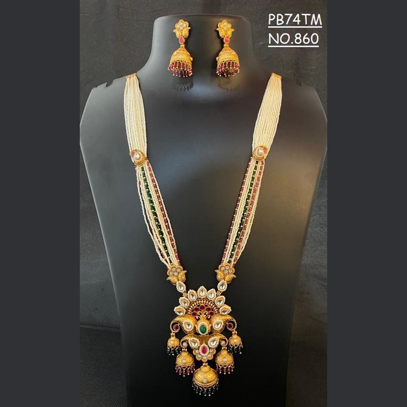 Kala Creation Copper Gold Plated Long Necklace Set