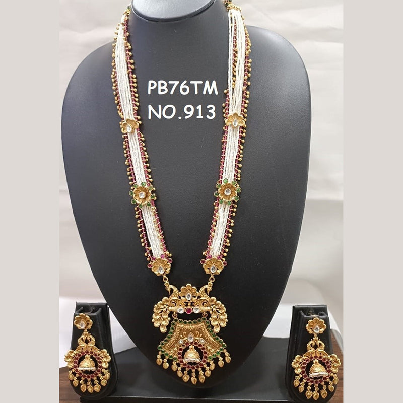 Kala Creation Copper Gold Plated Long Necklace Set