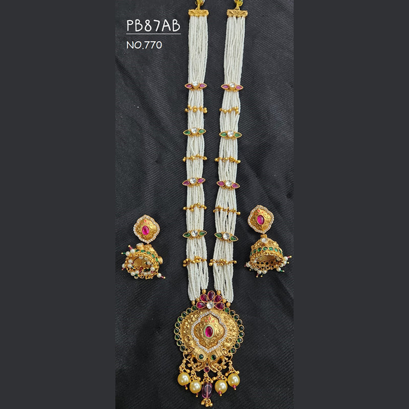 Kala Creation Copper Gold Plated Long Necklace Set