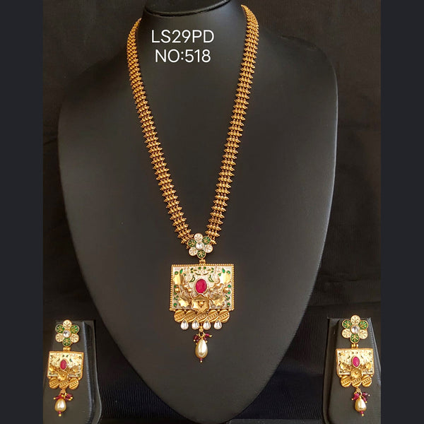 Kala Creation Copper Gold Plated Long Necklace Set