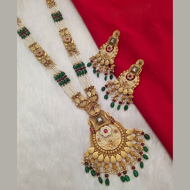 Kala Creation Gold Plated Pota Stone And Pearl Necklace Set