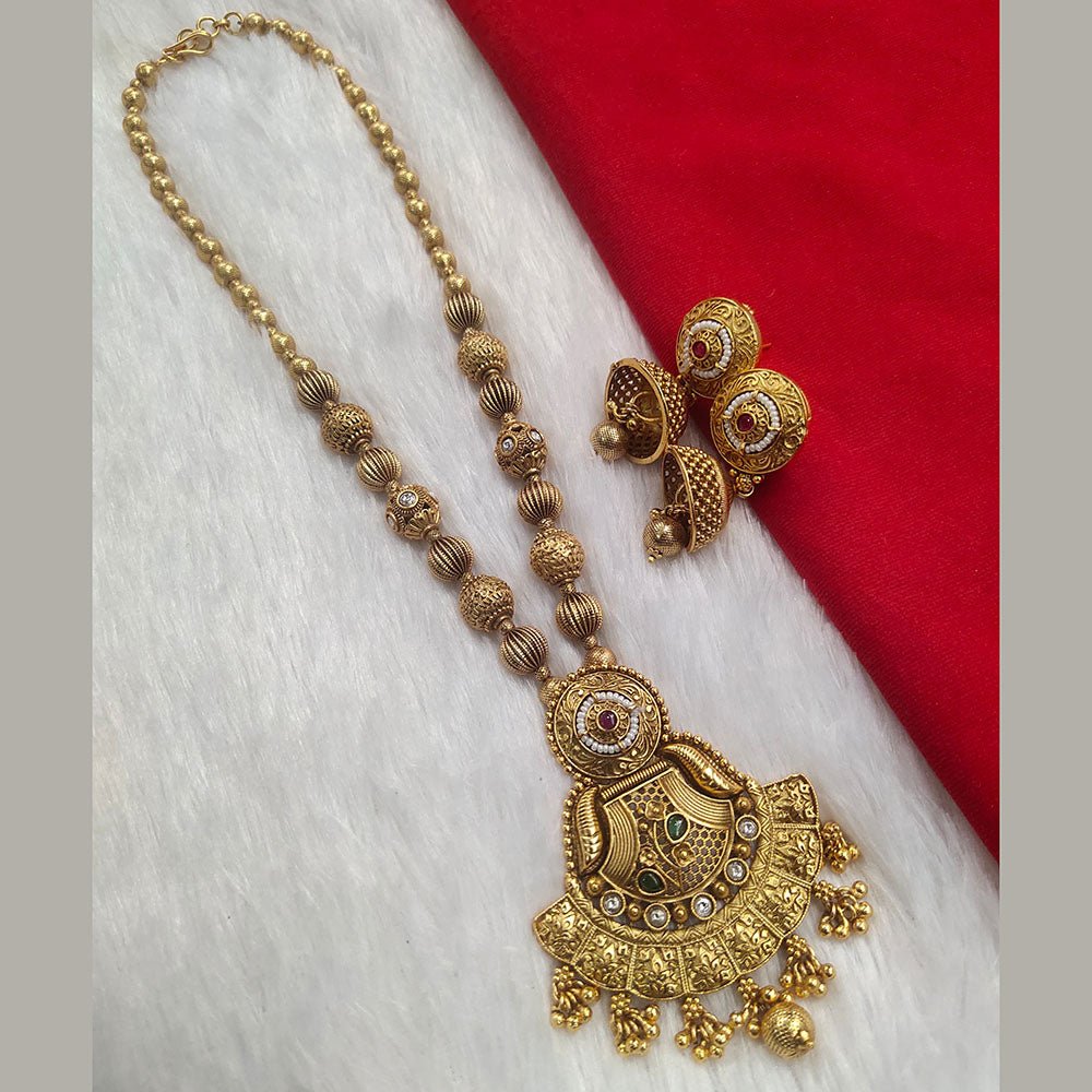 Kala Creation Gold Plated Pota Stone Necklace Set