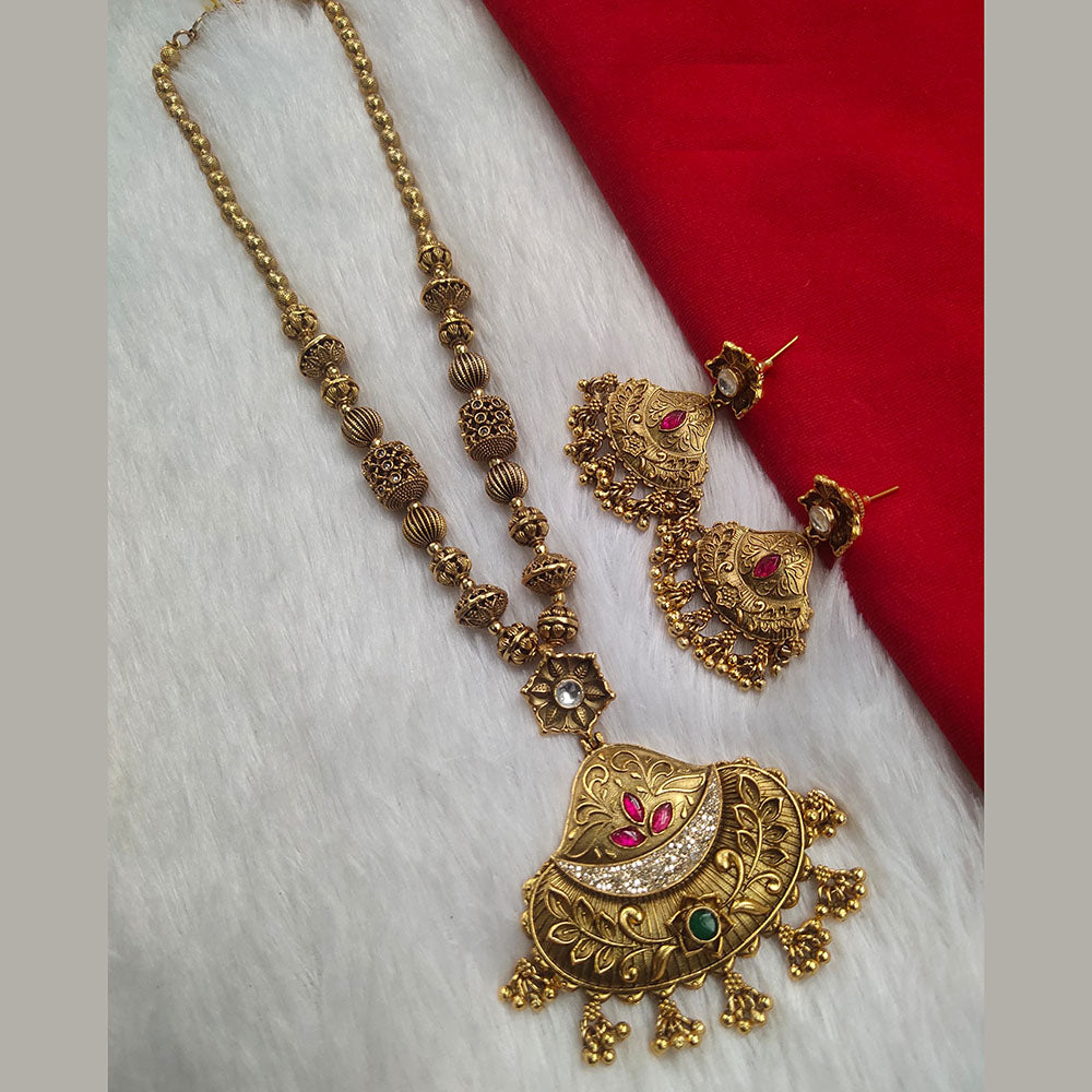 Kala Creation Gold Plated Pota Stone Necklace Set