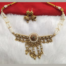 Kala Creation Gold Plated Pota Stone And Pearl Necklace Set