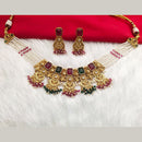 Kala Creation Gold Plated Pota Stone And Pearl Necklace Set