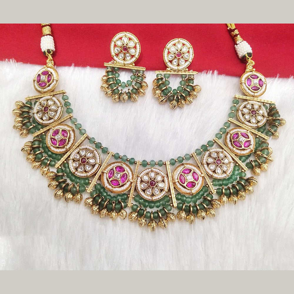 Kala Creation Gold Plated Pota Stone Necklace Set