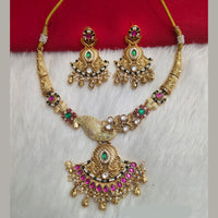 Kala Creation Gold Plated Pota Stone Necklace Set