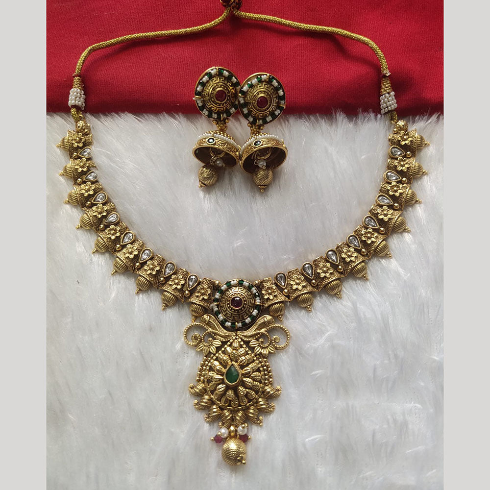 Kala Creation Gold Plated Pota Stone Necklace Set
