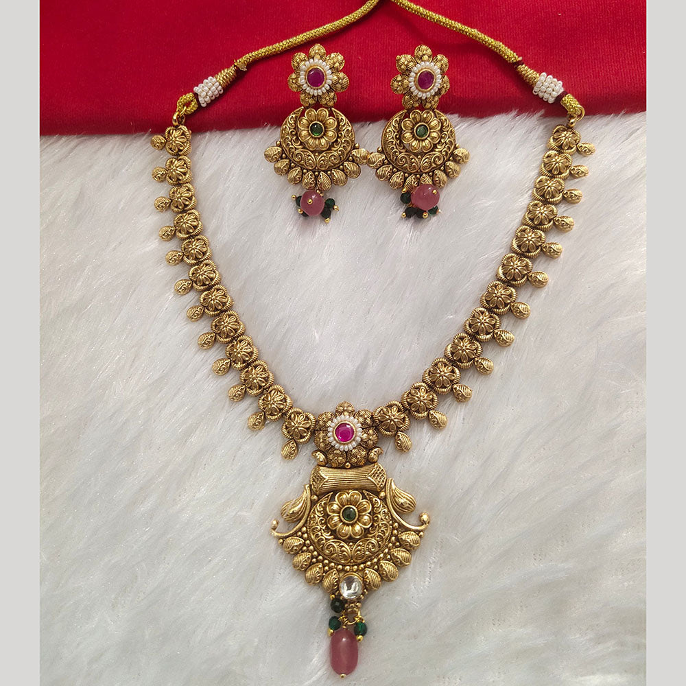 Kala Creation Gold Plated Pota Stone Necklace Set