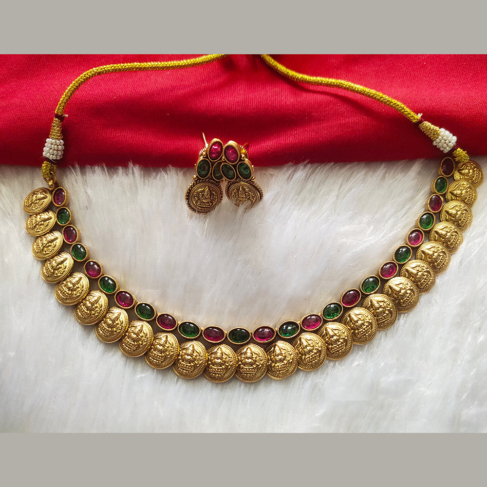 Kala Creation Gold Plated Pota Stone Necklace Set