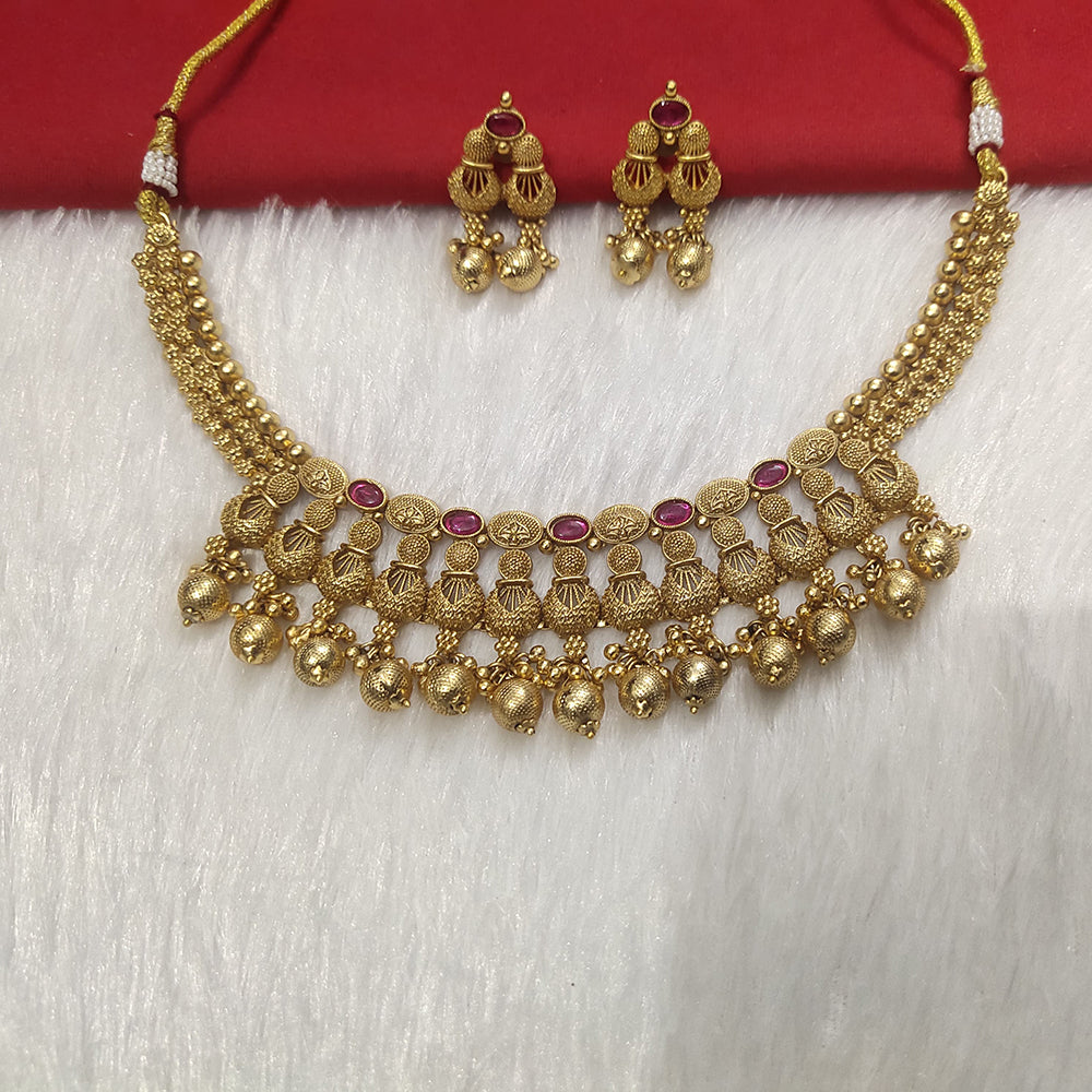 Kala Creation Gold Plated Pota Stone Necklace Set