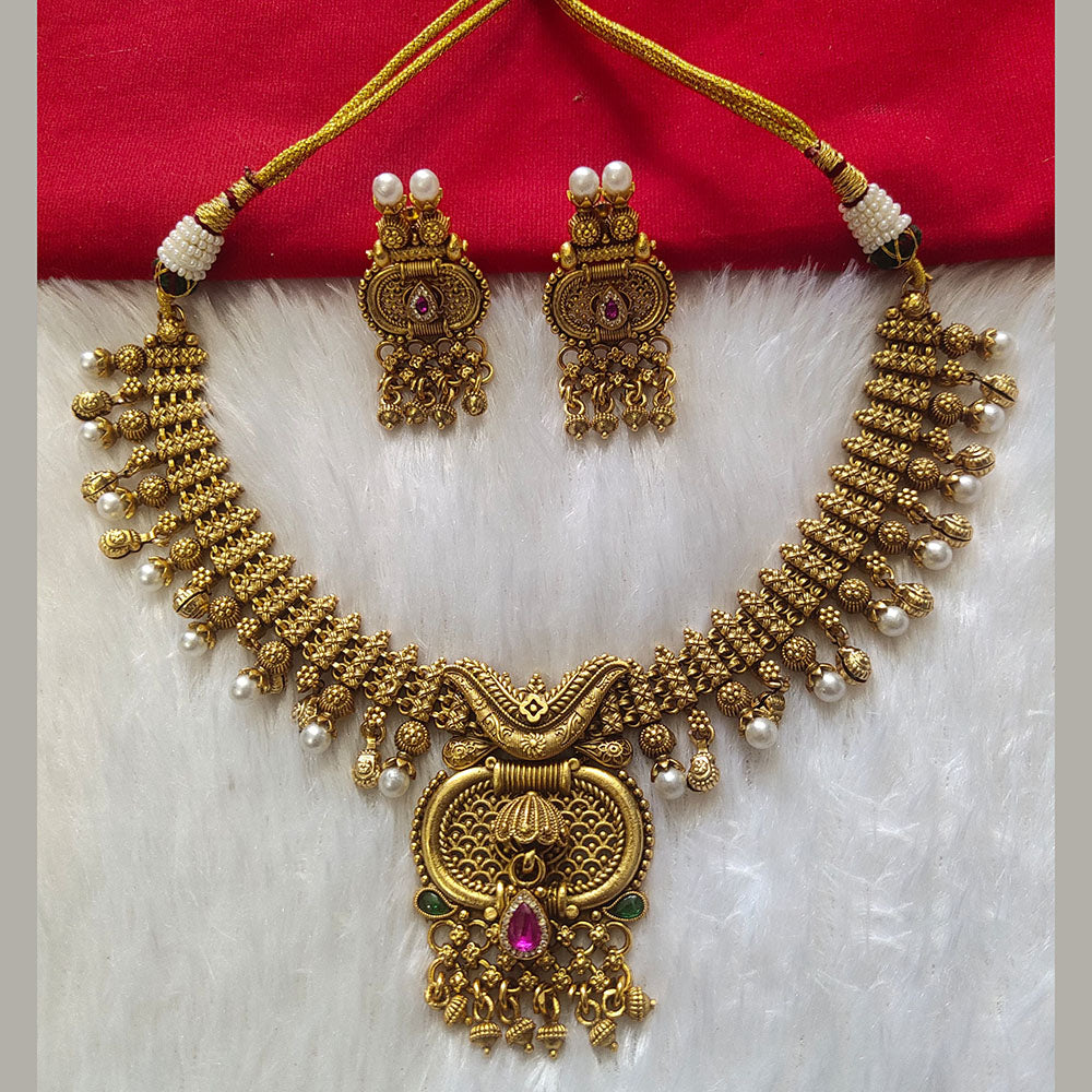 Kala Creation Gold Plated Pota Stone Necklace Set