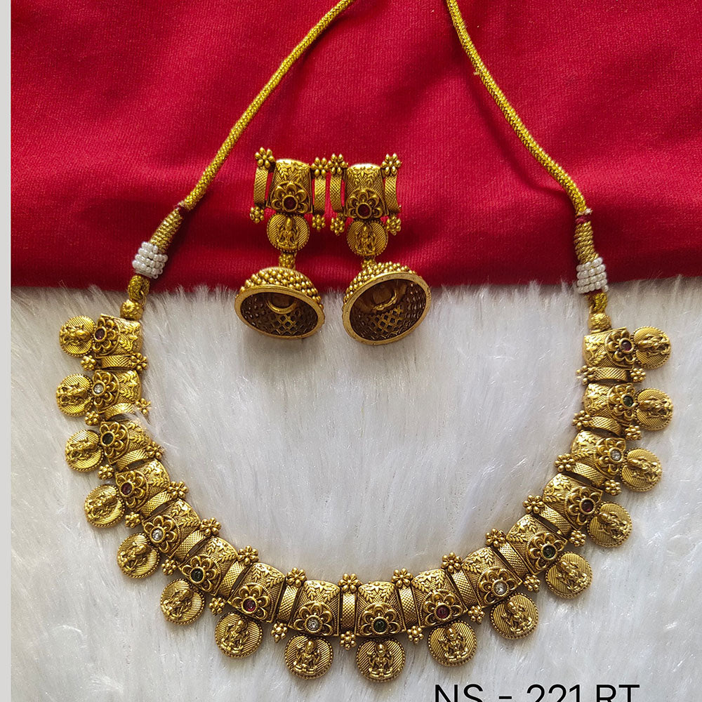 Kala Creation Gold Plated Pota Stone Necklace Set