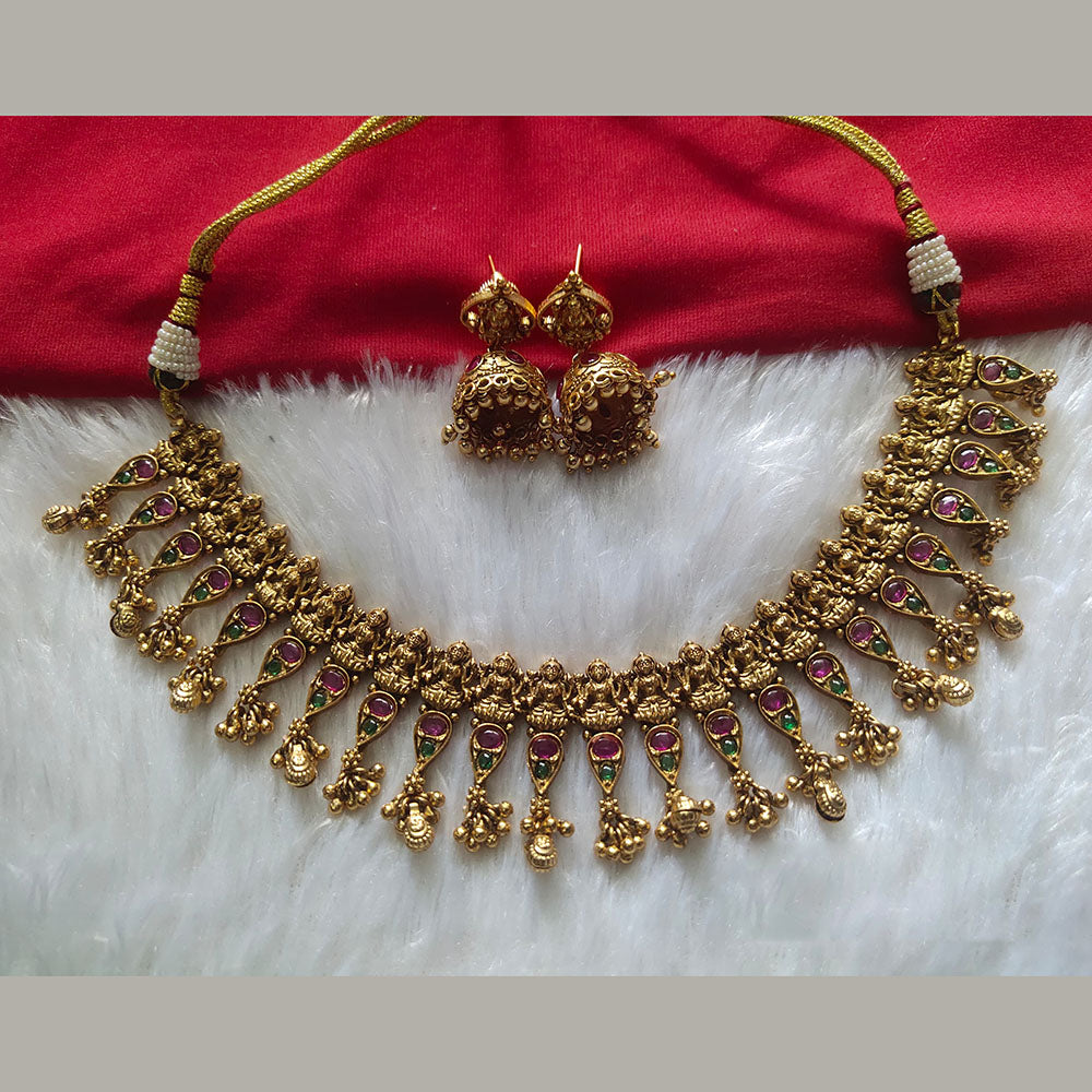 Kala Creation Gold Plated Pota Stone Necklace Set