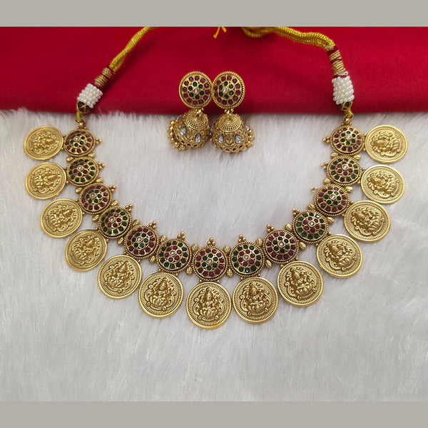 Kala Creation Gold Plated Pota Stone Necklace Set