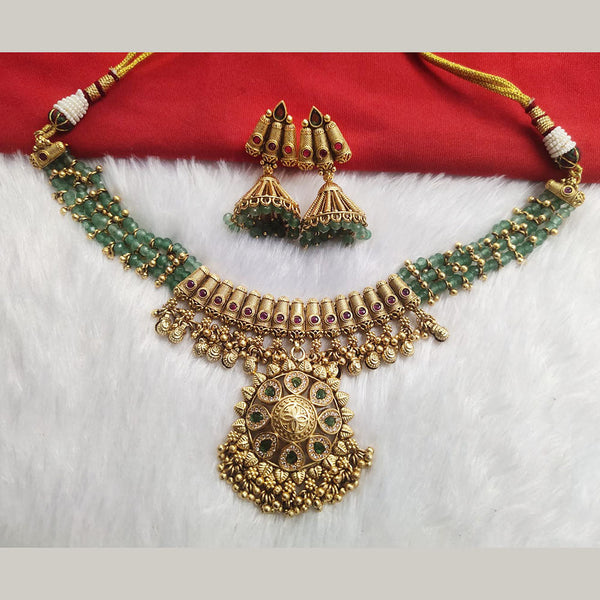 Kala Creation Gold Plated Pota Stone Necklace Set