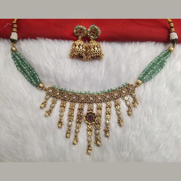 Kala Creation Gold Plated Pota Stone And Beads Necklace Set